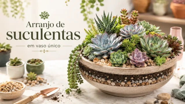 Como montar um arranjo de suculentas bonito em vaso único