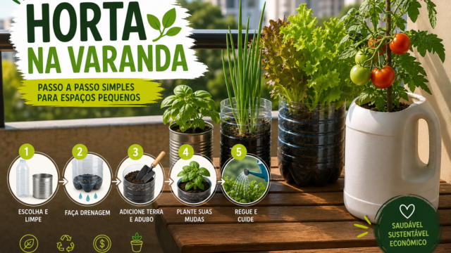 Passo a passo horta na varanda com vasos e recicláveis: guia prático para espaços pequenos