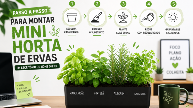 Passo a passo para montar mini horta de ervas em escritório ou home office